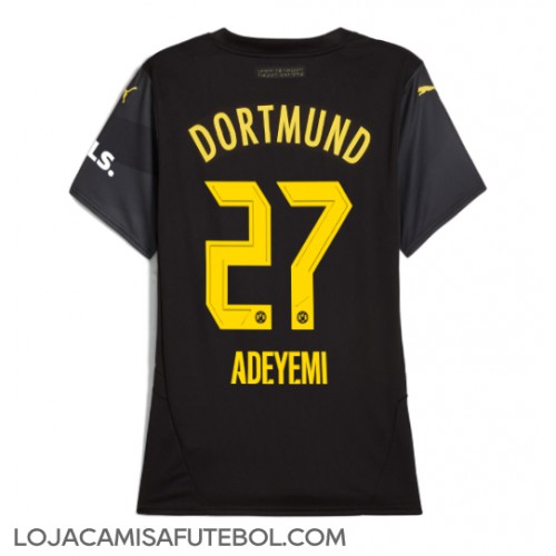 Camisa de Futebol Borussia Dortmund Karim Adeyemi #27 Equipamento Secundário Mulheres 2024-25 Manga Curta